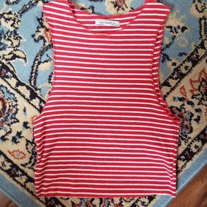Striped Crop Tank Red and White